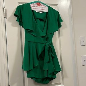 Wrap tie romper Green Size M